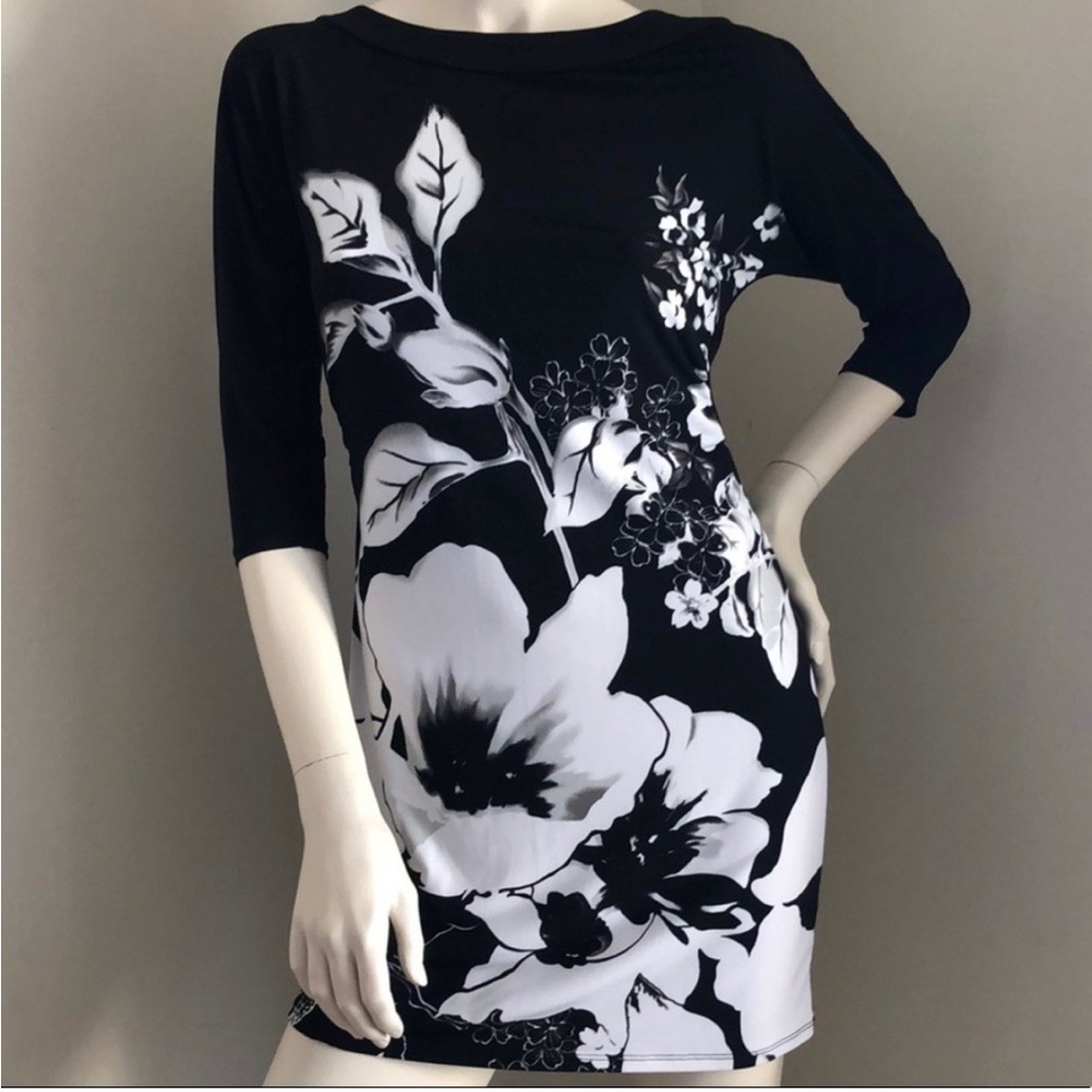 🪩✨🥂 Host Pick 🥂 Floral Black and White Dress